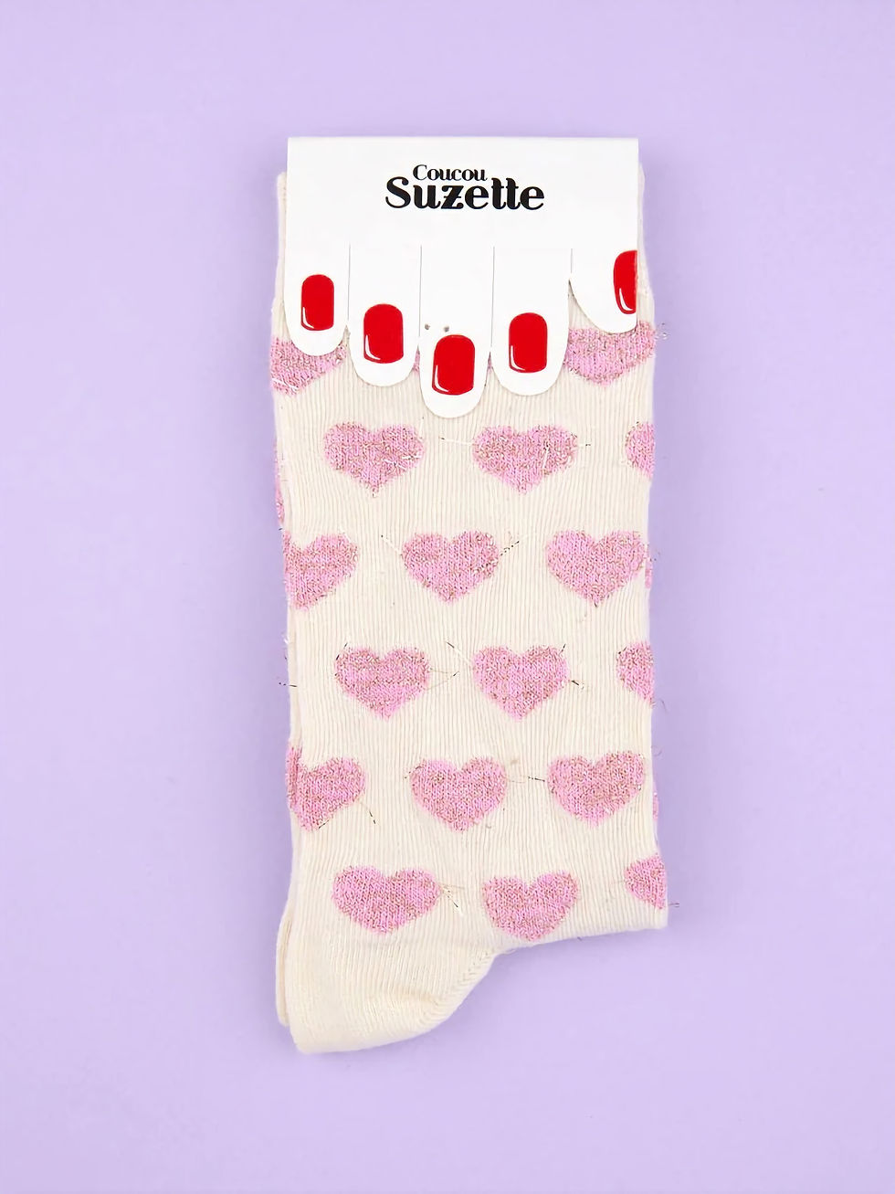 Miniatura: CouCou Suzette - Calzini Cuori rosa lurex