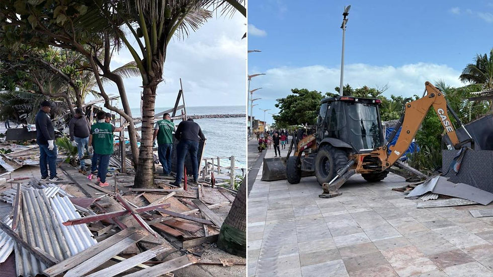 Legenda: No local, havia construções destinadas à prática comercial, instaladas sem a autorização dos órgãos competentes | Foto: Divulgação/Agefis
