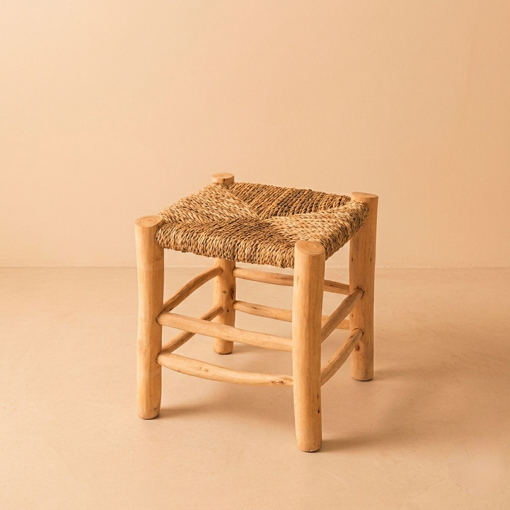 שרפרף עץ טבעי וקש