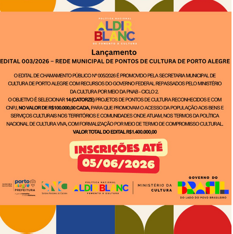 EDITAL PONTOS DE CULTURA POA - CICLO 2 - LINHA TCC PONTOS DE CULTURA