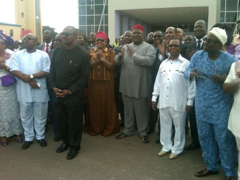 SGF, Anyim Pius Anyim, Governor Peter Odi, Aviation Minister Stella Odua and other dignatries welcome the first internaitona flight at Enugu Airport