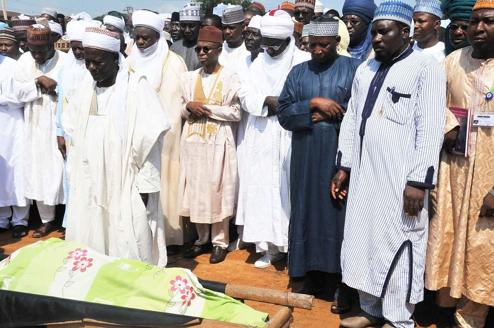 PIC. 5. GOV. NASIR EL-RUFAI OF KADUNA STATE (M); SULTAN OF SOKOTO, ALHAJI SA'AD ABUBAKAR III (4TH-L) AND OTHERS, AT THE BURIAL PRAYER FOR THE FORMER SECRETARY TO KADUNA STATE GOVERNMENT, ALHAJI YAHAYA HAMZA, IN KADUNA ON WEDNESDAY (26/8/15). 6195/26/8/2015/SP/BJO/NAN