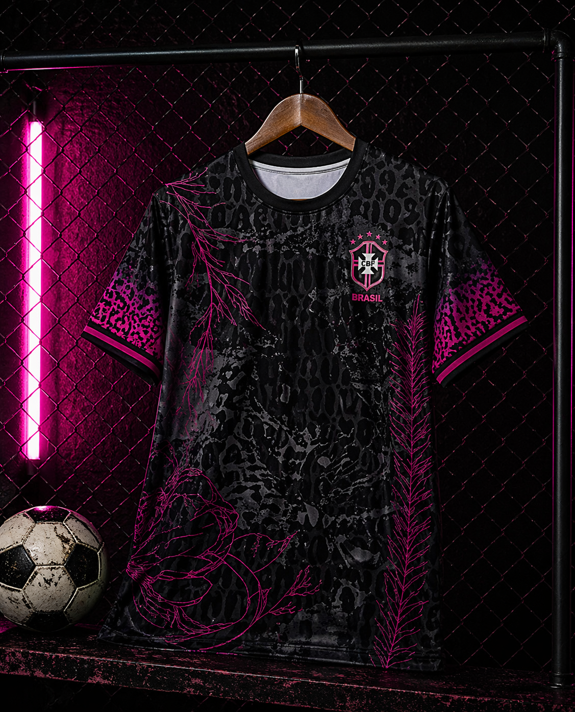 Maillot Brésil 2026 – Édition Noire & Rose Premium