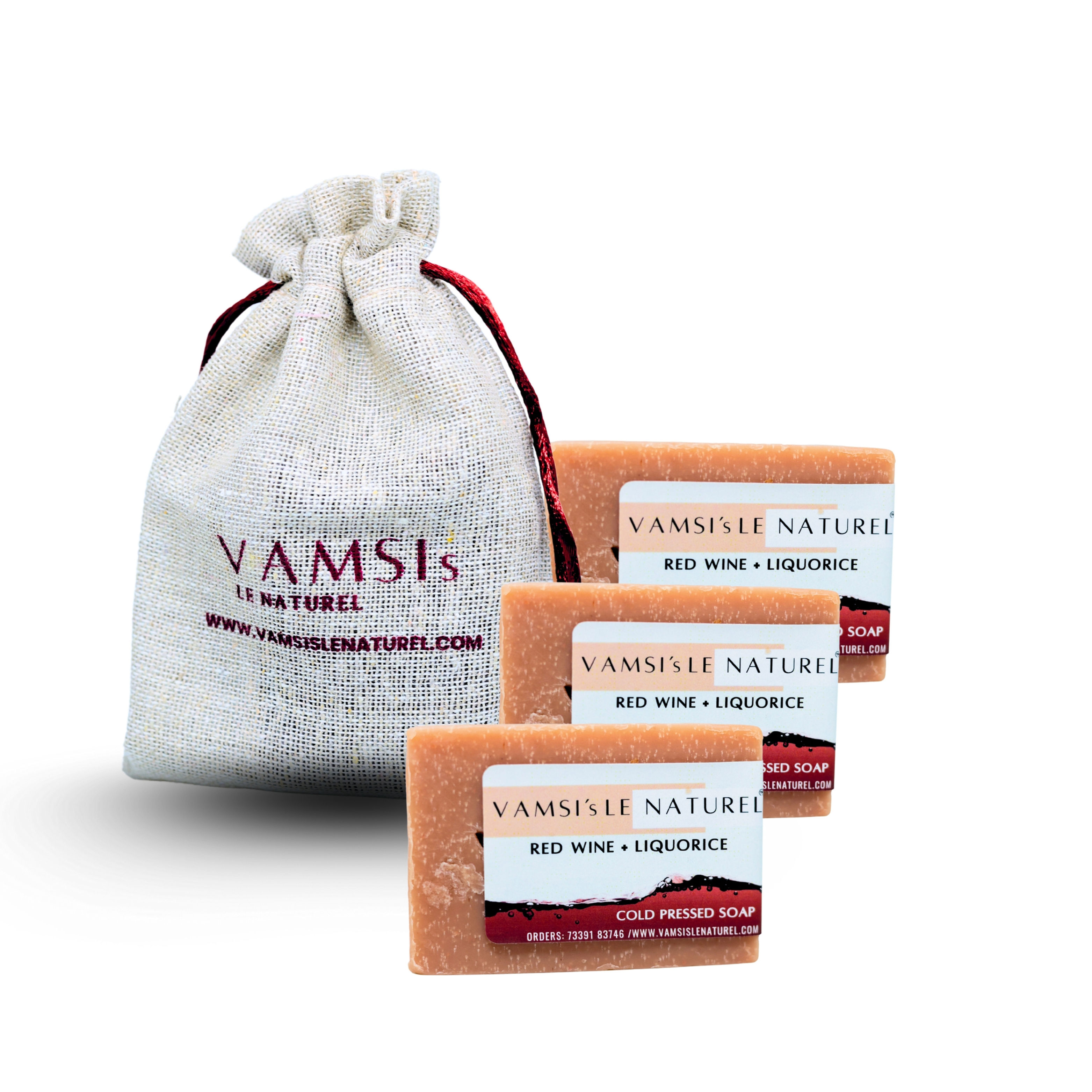 Red Wine + Liquorice Cold Processed Soap (100gm) - Pack of 3