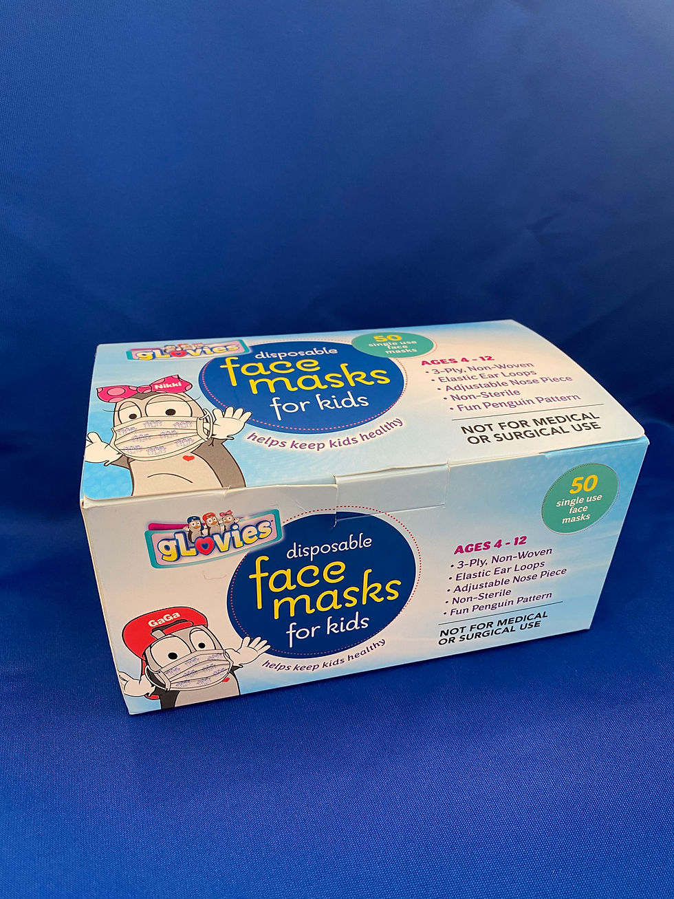 Thumbnail: gLovies Disposable Face Masks for Kids Grab 'N Pull Box 50 count