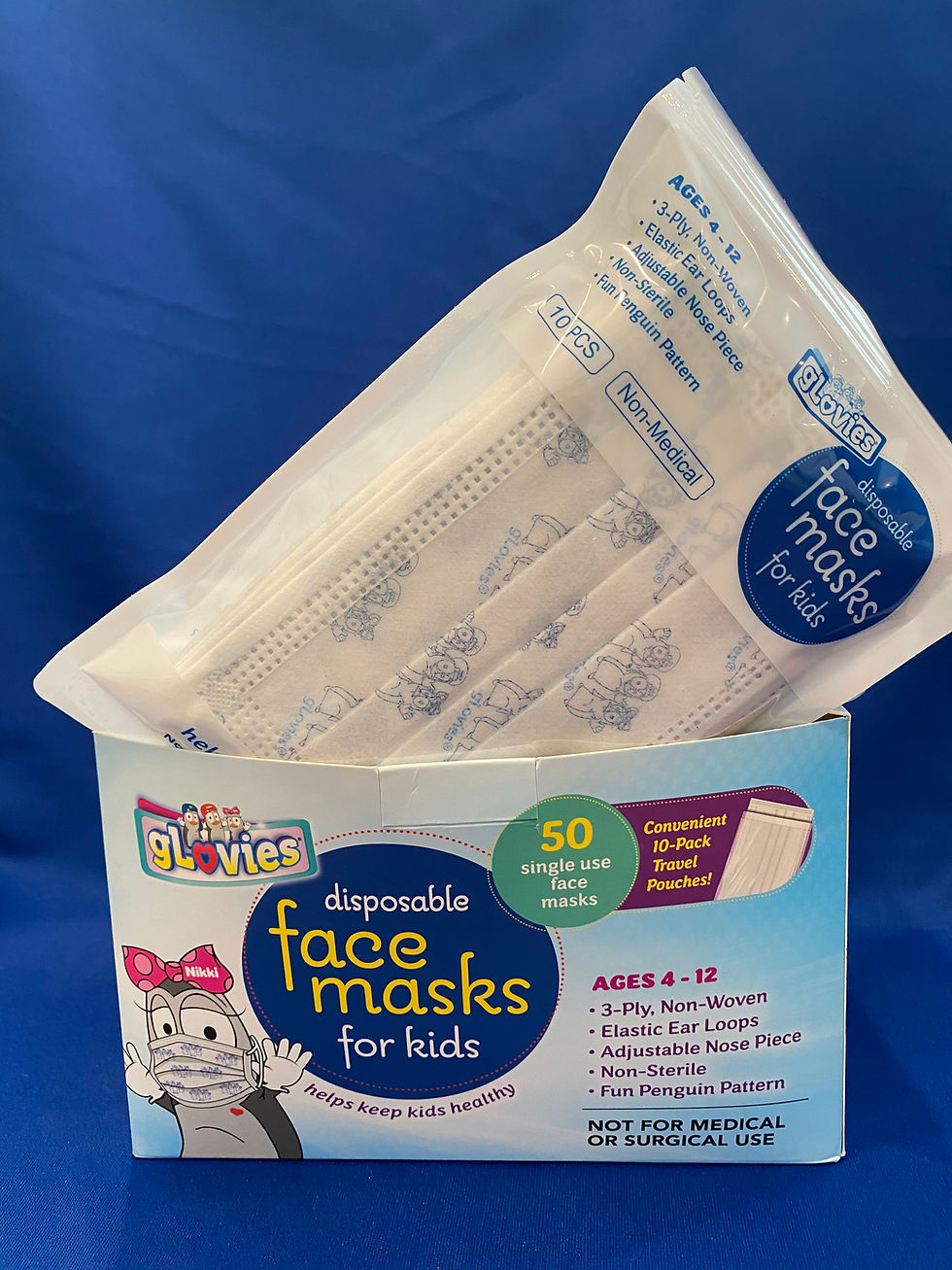 Thumbnail: gLovies Disposable Face Masks for Kids Five Travel Bags (10pcs) Box 50 count