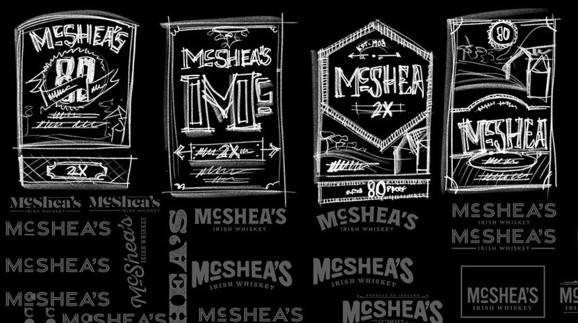 Premium spirits packaging design and brand identity for McShea’s Irish Whiskey and Cream Liqueur.