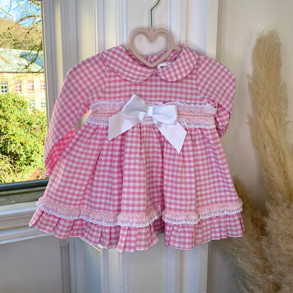 MOLLY Baby Girl Pink Check Print Puffball Dress