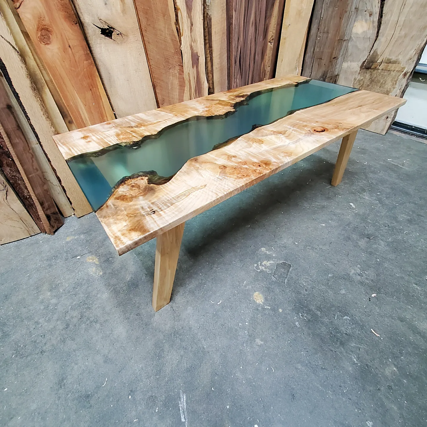 Mid-century Modern Coffee Table (Maple Burl&Epoxy)