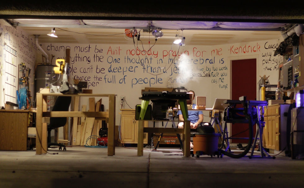 Woodshop at night