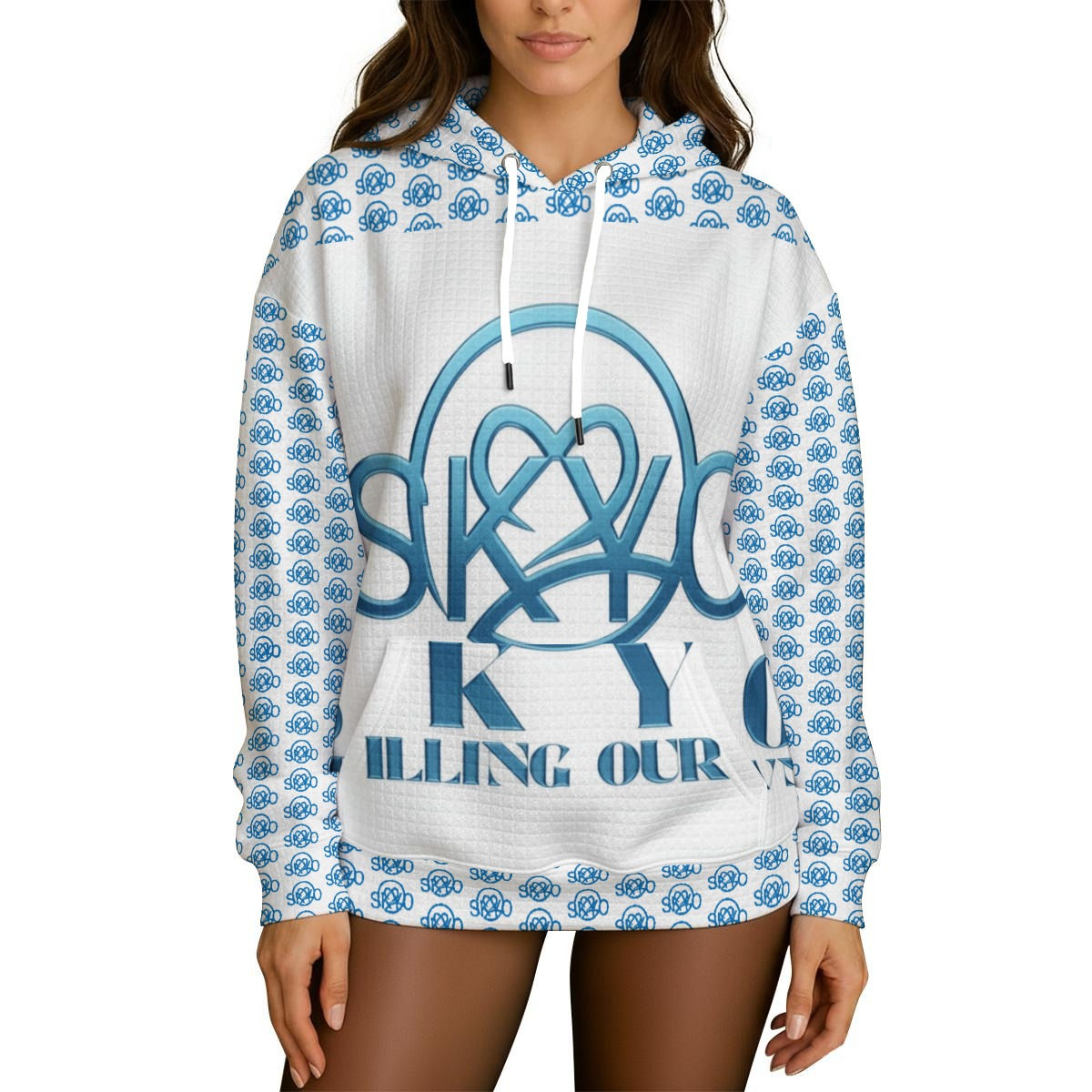 All-Over Print Women's Thick Waffle Knit Hoodie