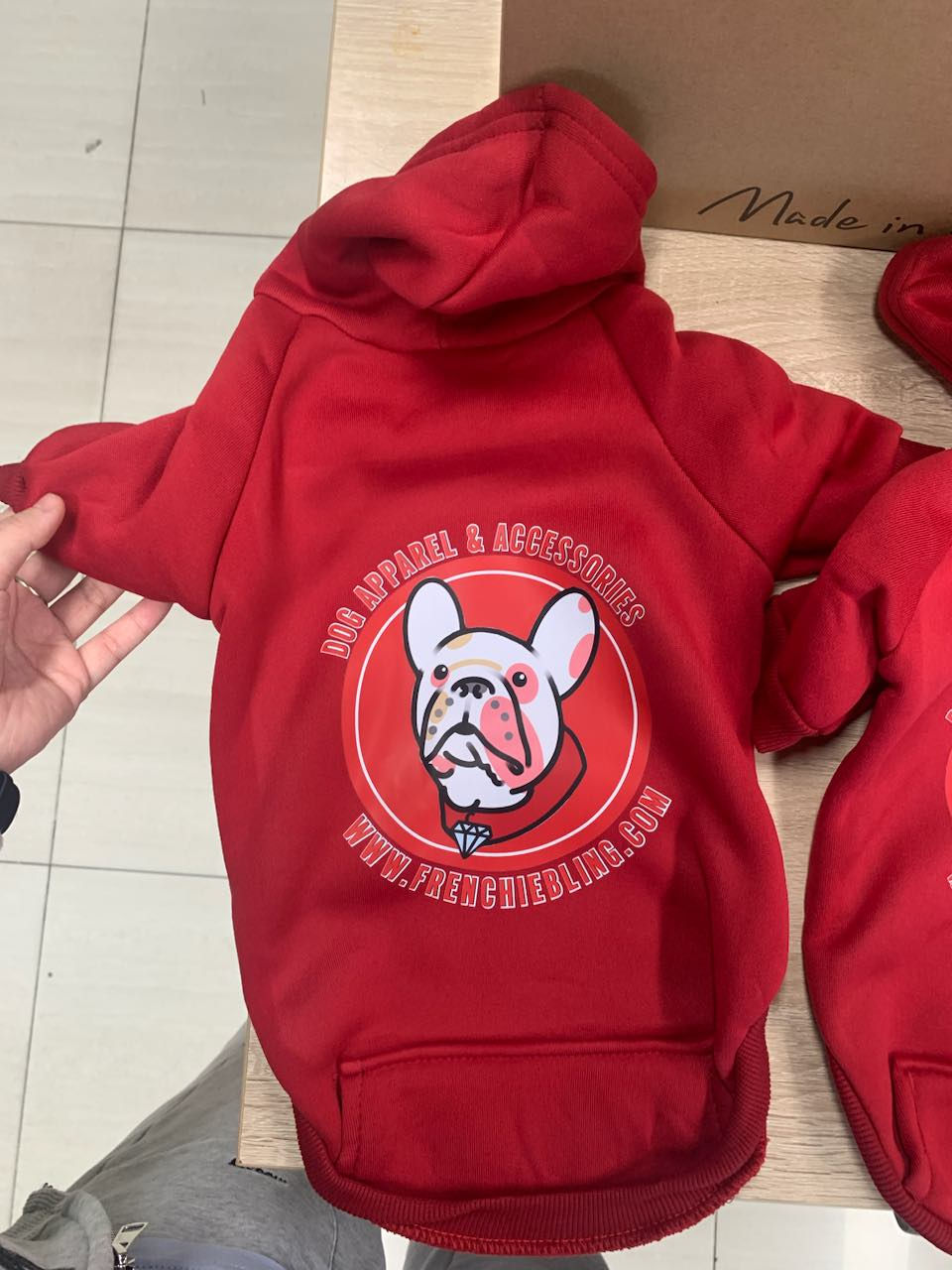 Thumbnail: Signature FrenchieBling TM Red Small Dog/ Puppy Hoodie  