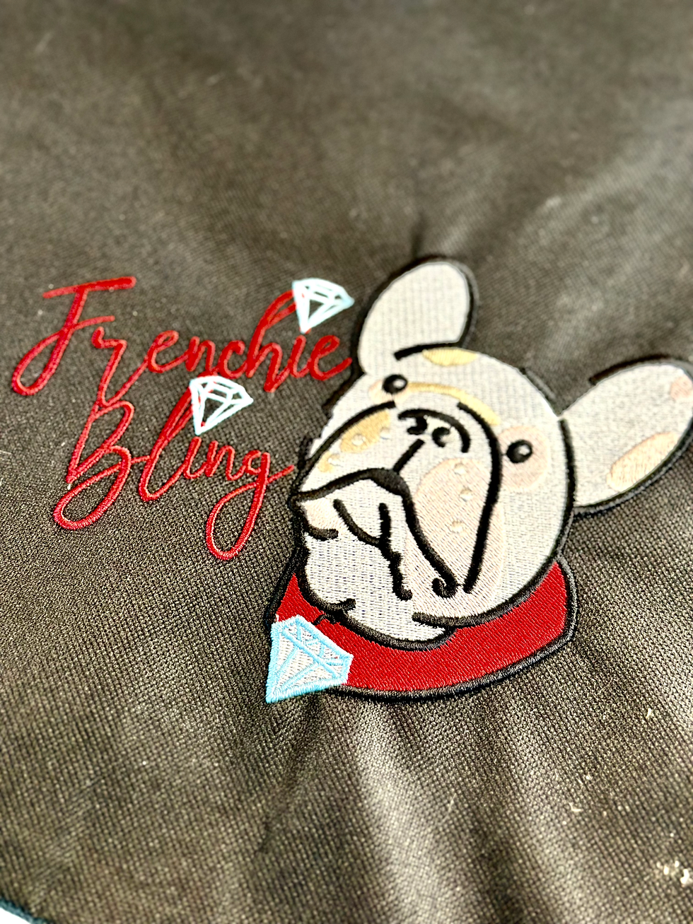 Thumbnail: Signature FrenchieBling TM Embroidered Canvas Travel Bag
