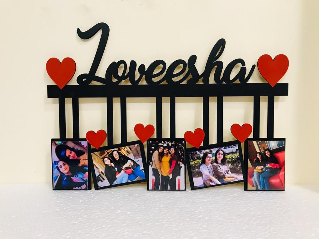 Photo Frame With Text & Hanging Pictures
