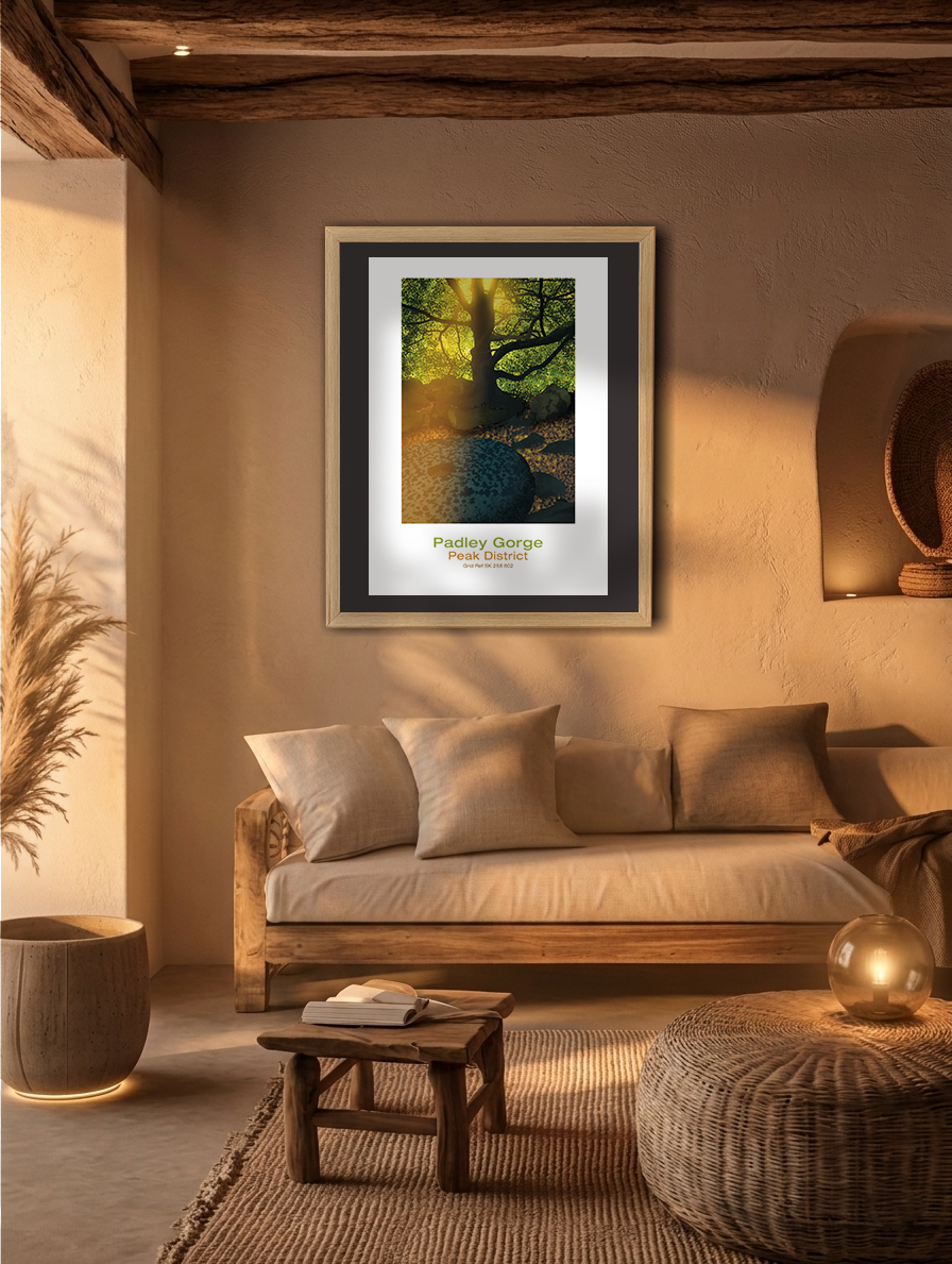 Thumbnail: Fine art print of Pavey Gorge by Peak View Art in a rustic living room