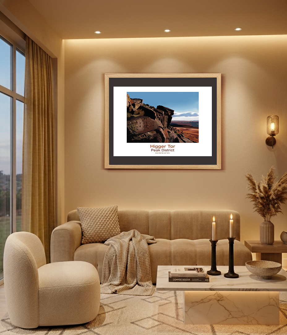 Thumbnail: Fine Art Print of Higger Tor in a living room