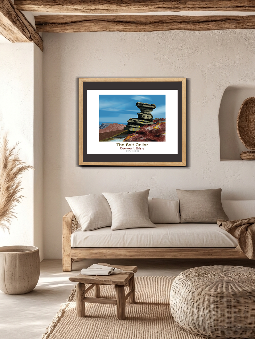 Thumbnail: Fine art print of The Salt Cellar, Curbar Edge in a living room