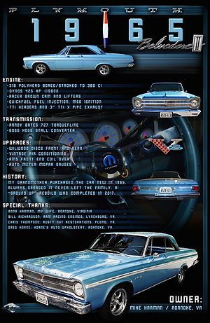 1965-Plymouth-Belvedere-car-show-board, Challenger Car Sign Boards, Charger Auto Car Boards, Dodge Car Show Signage, Mopar Show Car Displays, Mopar Artwork, Muscle Cars, Rat Rods, Street Rods, Gassers, T-Buckets, Roadsters, Vintage Auto Artwork, Antique Cars, Classic Cars, Automotive Artwork, https://echelongraphix.com/mopar-gallery