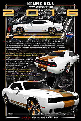 2016 Kenne Bell supercharged Hellcat show car display board – custom Mopar performance artwork and modern muscle car signage by Echelon Graphix.