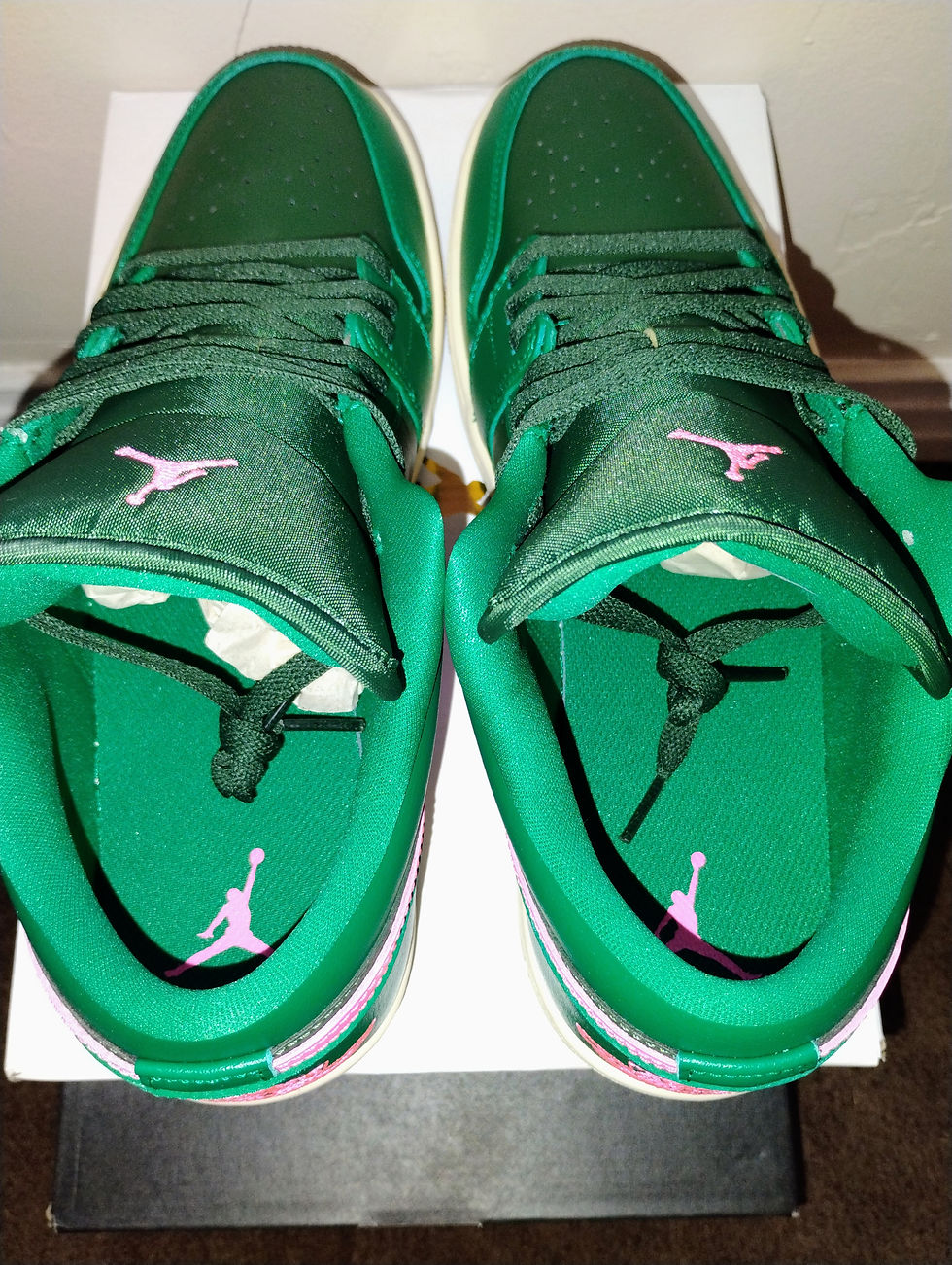 Thumbnail: Malachite/Pink Blast/Coconut Milk Air Jordan low size 10 men 11.5 women