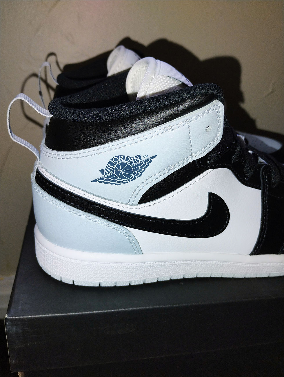 Miniatura: Jordan 1 Mid Black/Aura/Squadron Blue/Black Size 3y