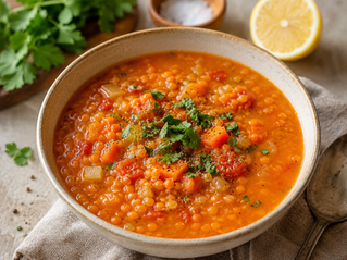 Quick Red Lentil & Vegetable Soup (Ready in 25 minutes)