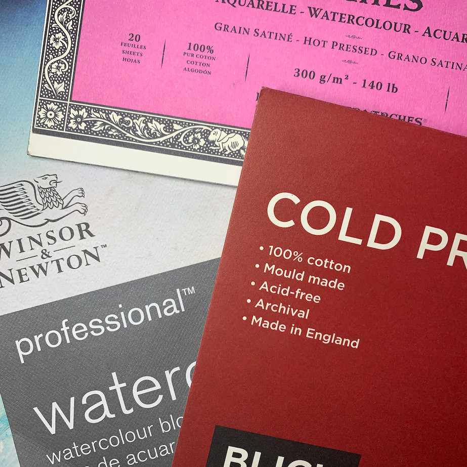 Arches, Blick, and Winsor Newton watercolor blocks