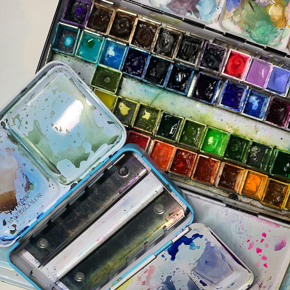 Metal watercolor palettes by Meeden and from Amazon