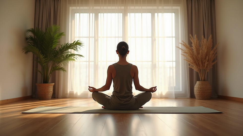 Eye-level view of a calm room set up for breathwork practice