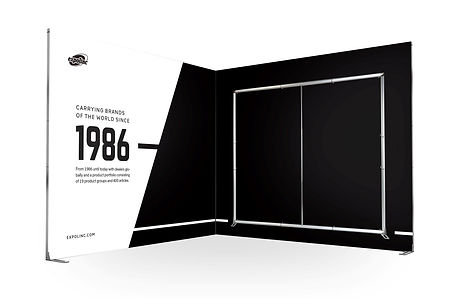 xpolinc Classic Frame Eckstand 3 x 3 m – modularer L-Form Messestand aus Aluminiumprofilen mit Textilbespannung