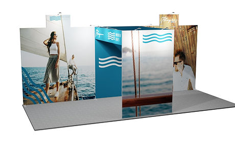 Expolinc Classic Frame Kopfstand 8 x 3 mit Wandhöhen bis 3,5 m – modularer Messestand mit Wandhöhen bis 3,5 m für maximale Sichtbarkeit