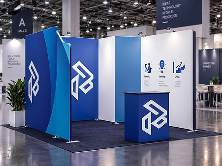 MODULATE modularer Messestand mit Kabine – Reihenstand 3 x 3 m