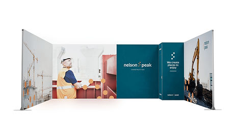 Expolinc Classic Frame Reihenstand 9 x 4 m – modularer Messestand mit Textilgrafiken und Messekabine