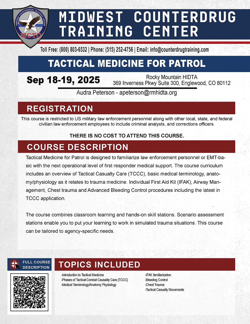 MCTC Tactical Medicine for Patrol