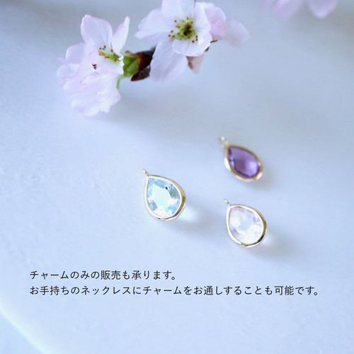 14kgf ローズクォーツのひと粒雫チャーム 14kgf ローズクォーツの