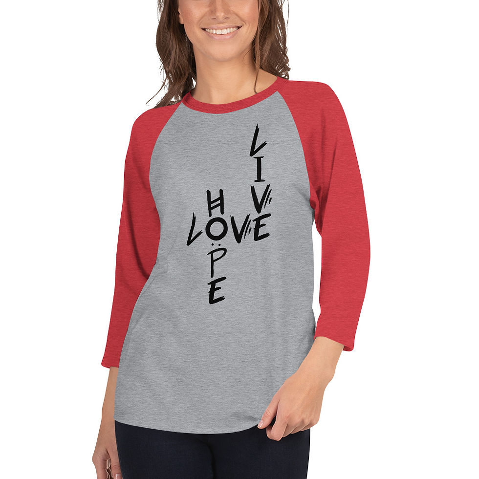 Thumbnail: 3/4 sleeve raglan shirt - LIVE LOVE HOPE Crossword 