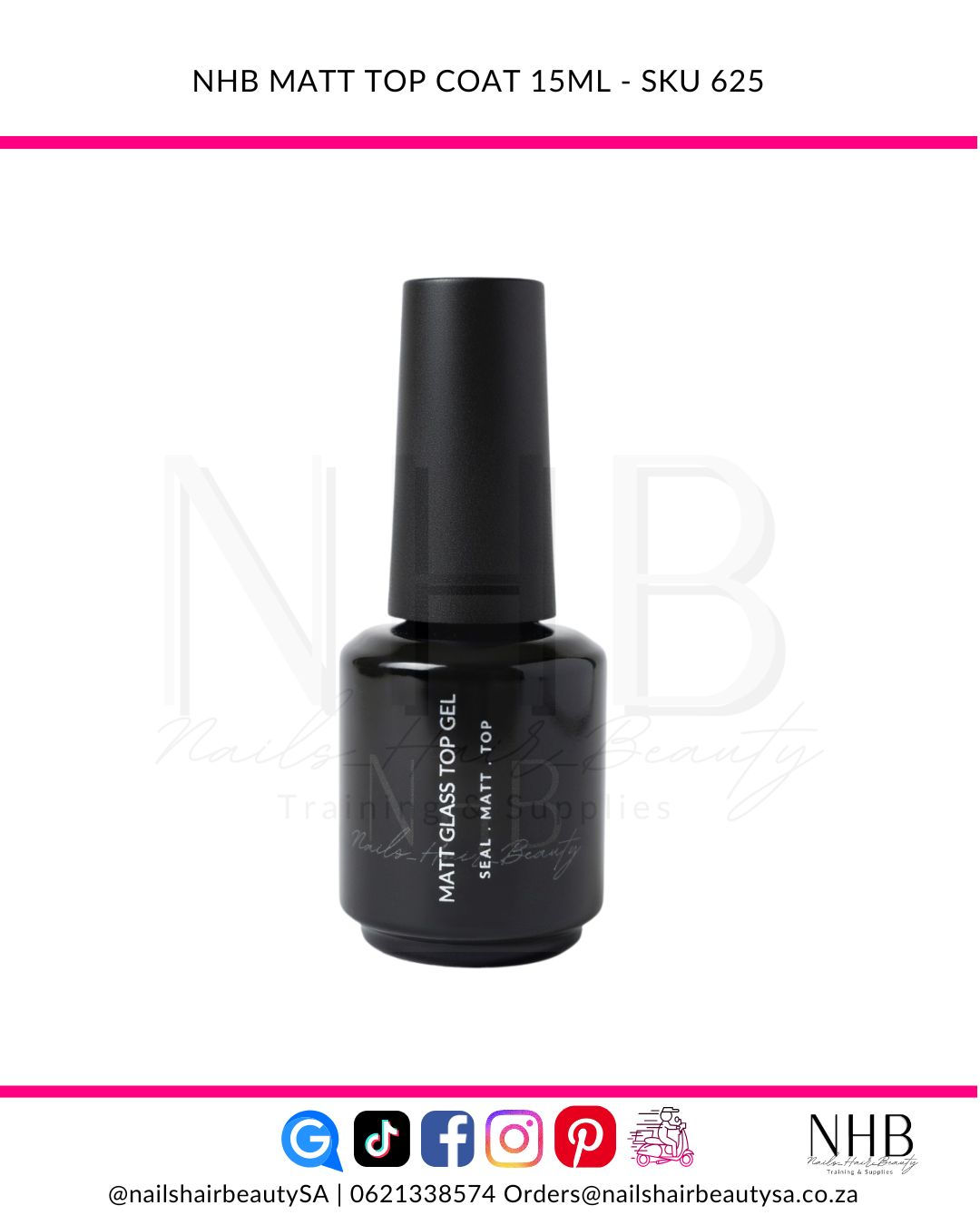 NHB Matte Top Coat 15ml - Hema free