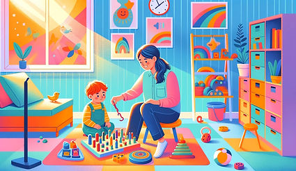 Therapist and child engaging in therapy to ease anxiety