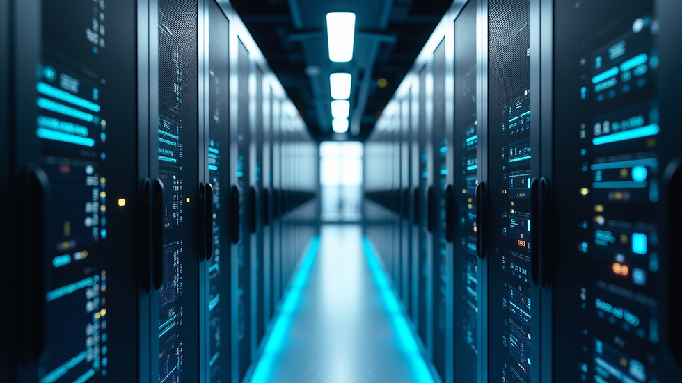 High angle view of a modern data center with cloud servers