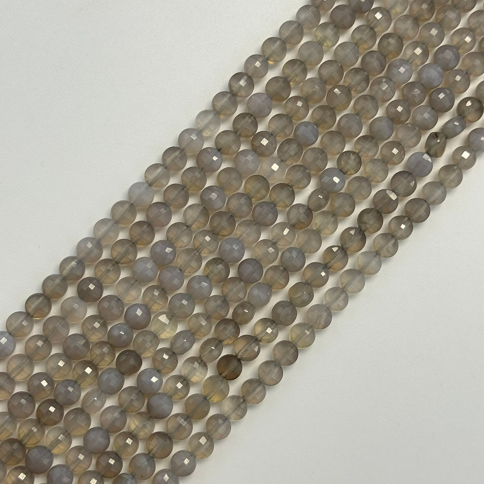 Gray Agate Lentil Beads