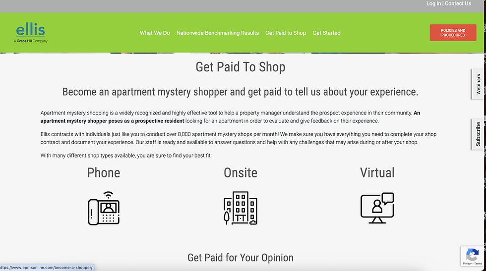 EPMS Mystery shopping home page