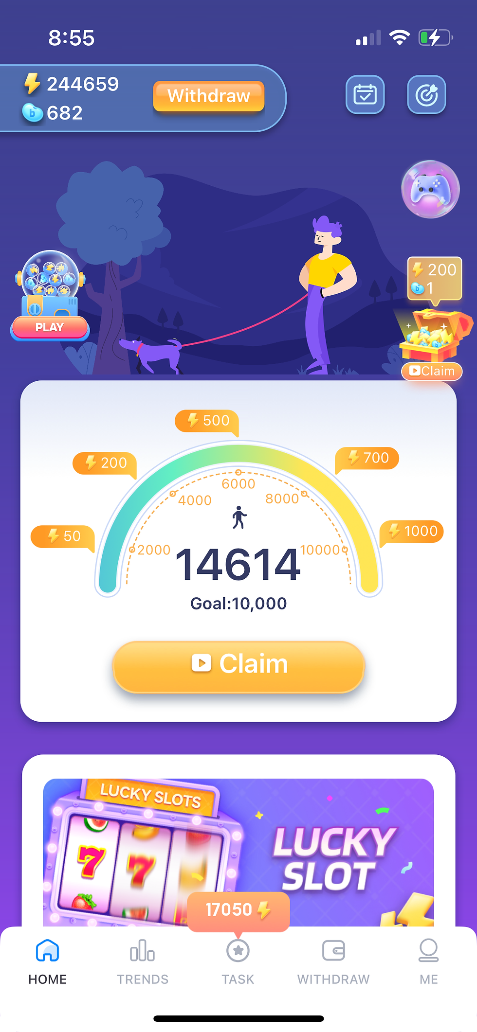 StepBucks app home page