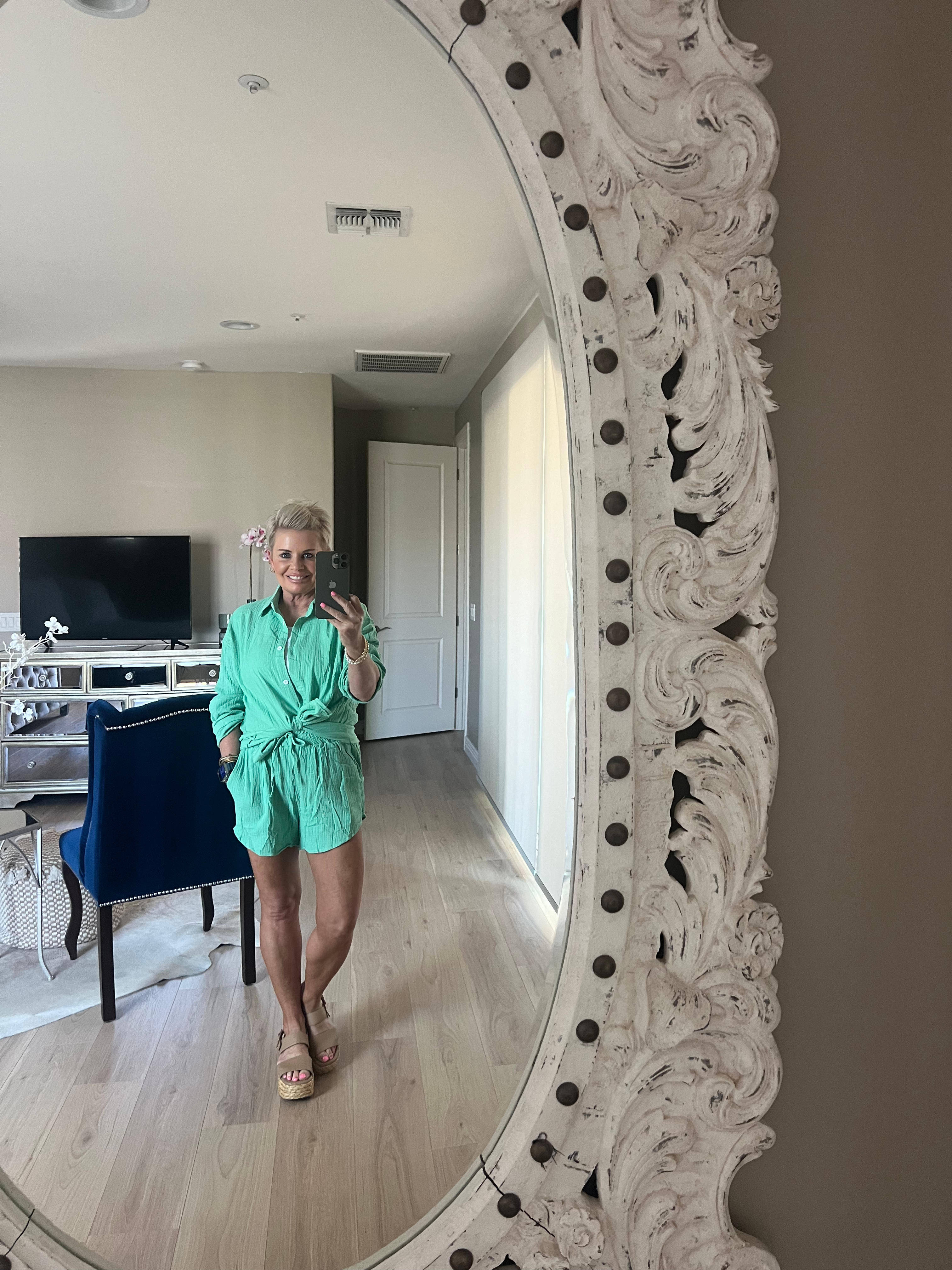 Ladies Solid Color Top and Shorts Daily Set