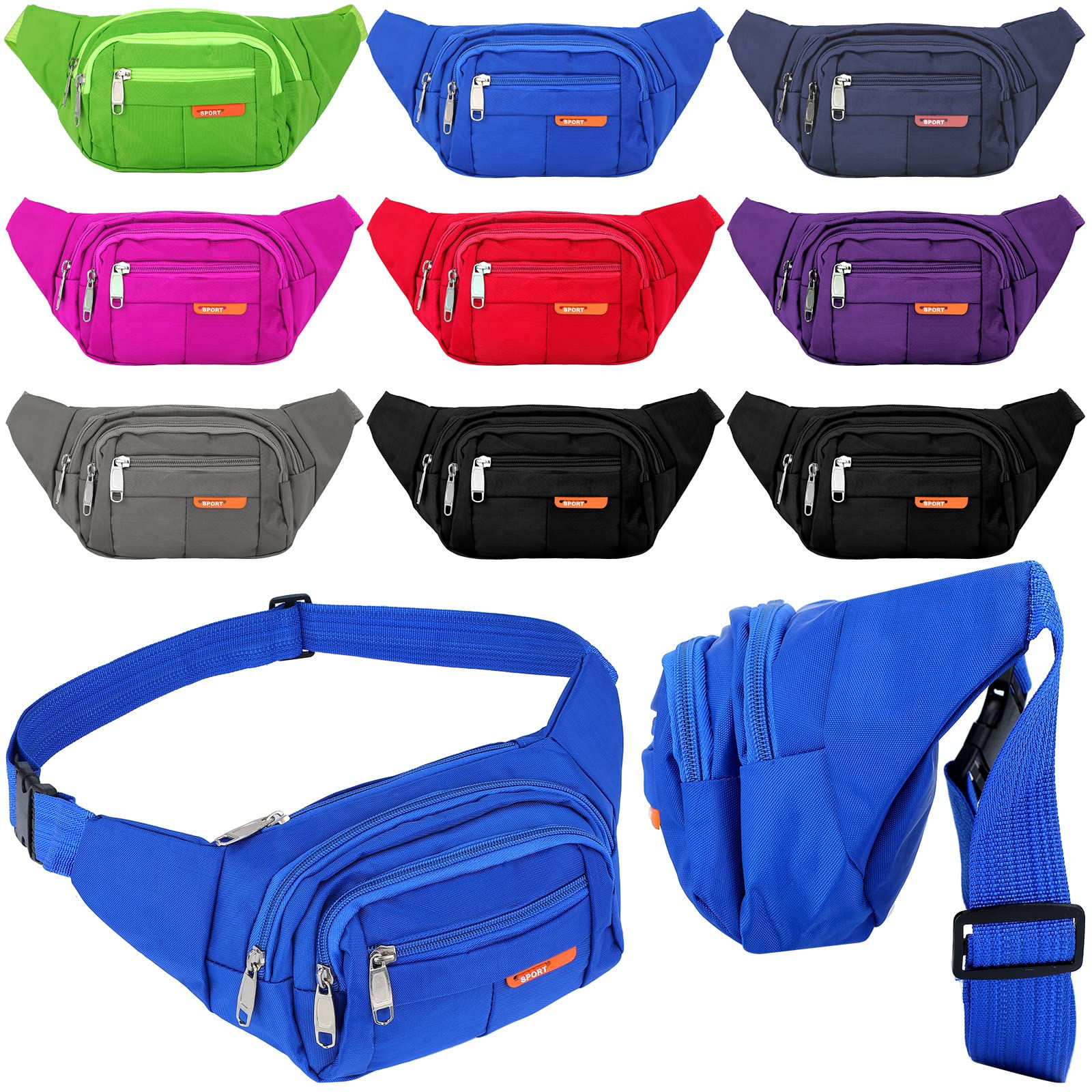 9 Pcs Fanny Pack for Women Waist Bag Packs Men Crossbody Waterproof Adjustable R