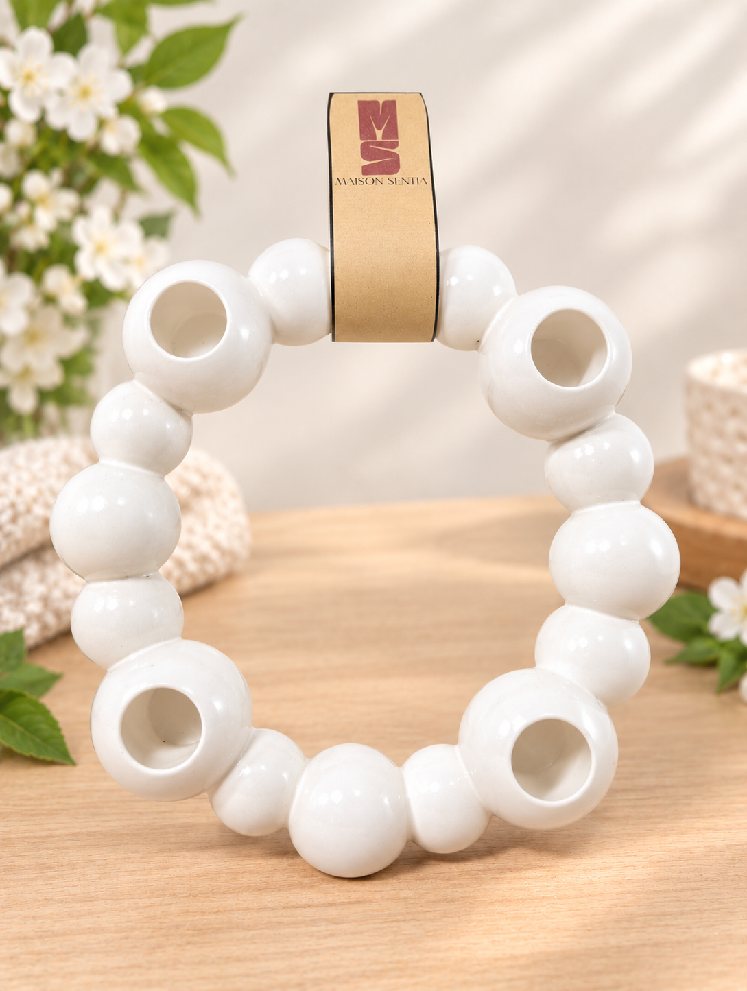 Porte chandelle - support pour 4 chandelles blanc