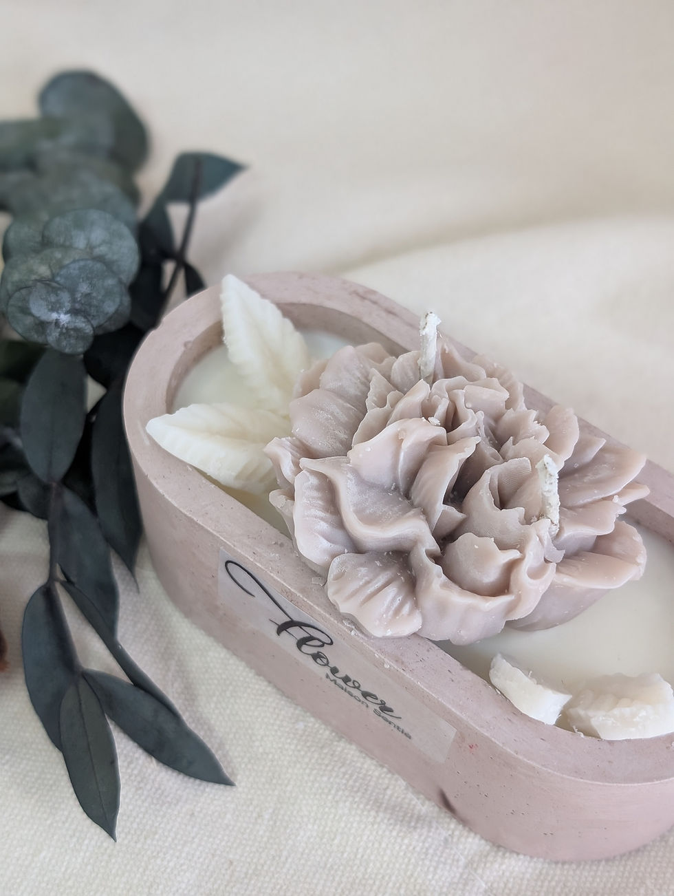 Miniature : Flower - Bougie oeillet taupe Fleur de coton