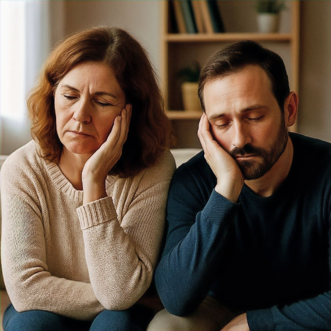Dos hermanos conversando del cansancio emocional