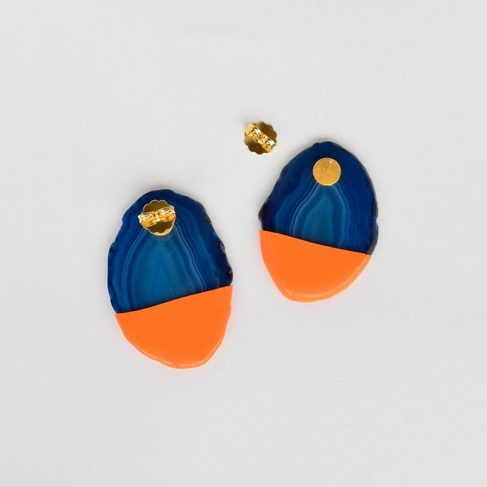 Thumbnail: Statement Ohrringe Blau Orange Rückseite