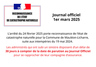Reconnaissance de l'état de catastrophe naturelle