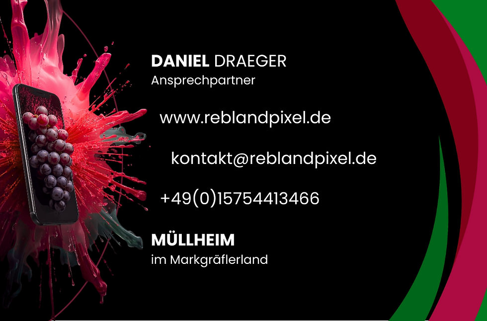 Schwarz-pinke Visitenkarte von Reblandpixel